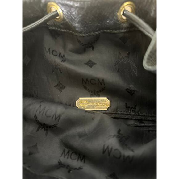 Vintage MCM Bag Black Nylon with Leather Trim Visetos Drawstring Bucket Bag - Picture 11 of 15